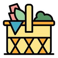 mimbre cesta icono vector plano