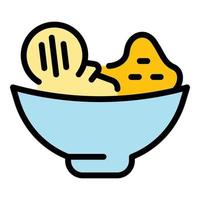 Grilled food bowl icon vector flat