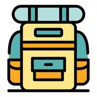 Tourist backpack icon vector flat