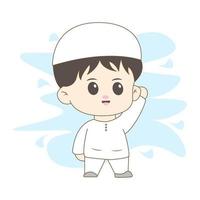 Islamic chibi with simple background vector