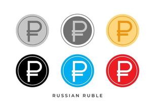 rublo firmar icono, ruso rublo íconos vector