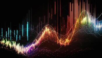 , stock market chart lines, financial graph on technology abstract background represent financial crisis, financial meltdown. Technology concept, trading market concept. photo