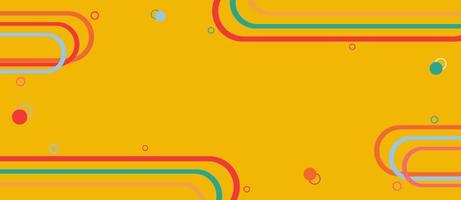 Orange background with colorful geometric lines dynamic vector