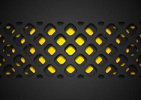 Black abstract papercut grid pattern on yellow background vector