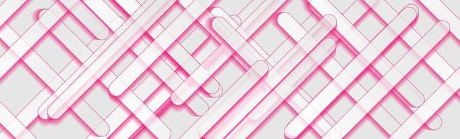 Pink and white stripes abstract tech banner background vector