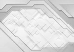 Abstract light grey technology background with squares and sci-fi elements vector