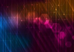 Abstract glowing technology background with hexagons vector