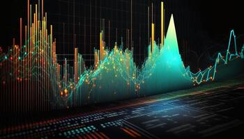 , stock market chart lines, financial graph on technology abstract background represent financial crisis, financial meltdown. Technology concept, trading market concept. photo