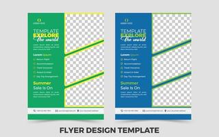 Travel Flyer Design Template with Mockup vector
