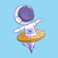 Astronaut dancing ballet in red shoes vector