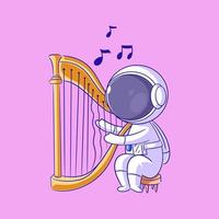 The astronaut plays the harp so great vector