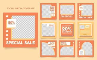 promoción de venta de moda de banner de plantilla de redes sociales en color amarillo naranja vector