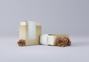 beige paper box packaging with design space photo