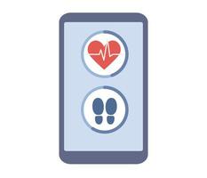 Fitness tracker smartphone app icon. Heart rate and distance. Sport concept. Vector flat illustration
