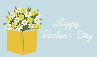 Teacher's Day banner with daffodil vector