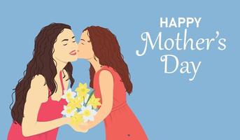 Happy Mother's Day horizontal card vector