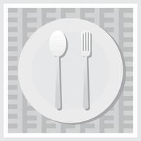 imprimir, cuchara, mesa cena, cocina, plato vector