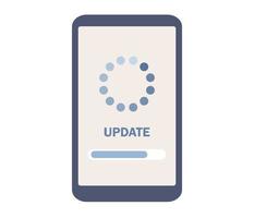 System update icon. Loading process on smartphone screen. Vector flat illustration