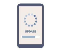 System update icon. Loading process on smartphone screen. Vector flat illustration