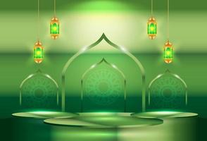 eid ramadan kareem banner with podium platform for product display vector