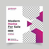 Home for sale social media design vector