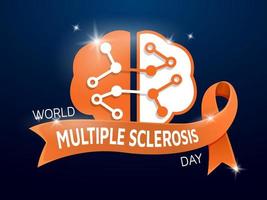 Multiple Sclerosis Day. World MS Day design with orange ribbon for kidney and leukimia cancer awareness vector