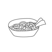 Hand drawn vector illustration of a plate of noodles.