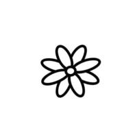 Linear flower in doodle style sign vector