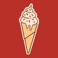 vanilla ice cream Sticker Character vector