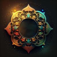 Islamic greetings ramadan kareem card design background with 3d style photo