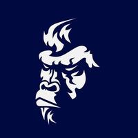 Gorilla minimalist logo. Simple vector design. Isolated with dark background.
