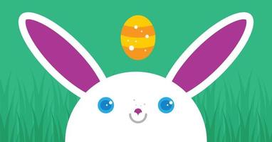 Easter Bunny Rabbit Ears With Easter Eggs Cute Colorful Vector Banner Background