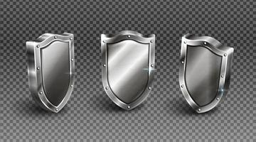 Wood shield with metal frame medieval knight ammo vector