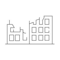 earth quake broken building, broken home icon style vector