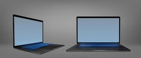 Laptop computer with blue backlit keyboard vector