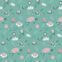 wallpaper and print all on mint green background color cute pattern in small colorful flowers. plant, botanic, botanical vector seamless pattern design for fashion, fabric