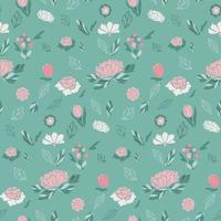 wallpaper and print all on mint green background color cute pattern in small colorful flowers. plant, botanic, botanical vector seamless pattern design for fashion, fabric