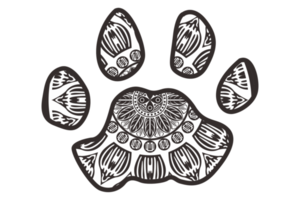 Dog and Cat Paw Mandala Ornament Design png