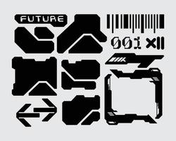 hud futurista marco frontera juego estilo elementos paquete panel ciber ciencia ficción, icono símbolo cyberpunk interfaz editable vector