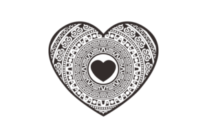 Valentin journée - noir mandala l'amour ornement art conception png