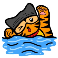 Adorable Tiger Activities - Swimming png