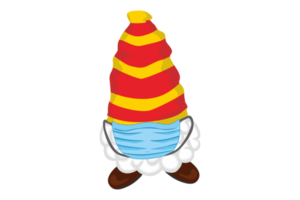 Stripe Yellow And Red Gnomes Wearing Medical Mask png