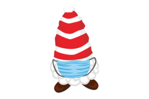 Stripe White And Red Gnomes Wearing Medical Mask png