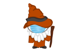 Halloween sorcier gnome portant médical masque png