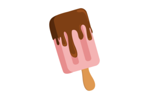 Strawberry Ice Cream With Melted Chocolate Sauce On Top png