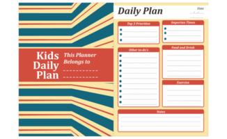 Kids Daily Plan With Stripe Retro Theme Design png