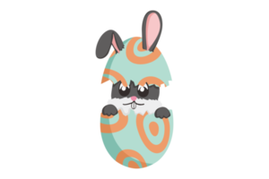 Easter Bunny - A Cute Bunny Inside a Cracked Egg with a Beautiful Pattern png