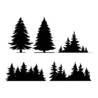 vintage trees and forest set in one color vector