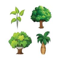 diferente plantas y arboles en vector