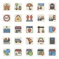 Filled color outline icons for Logistics delivery. vector